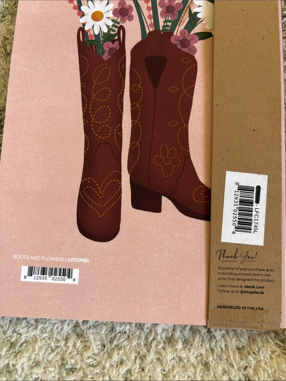 Denik Pink Western Floral Cowboy Boot Lined Notebook Journal NWT 144pgs
